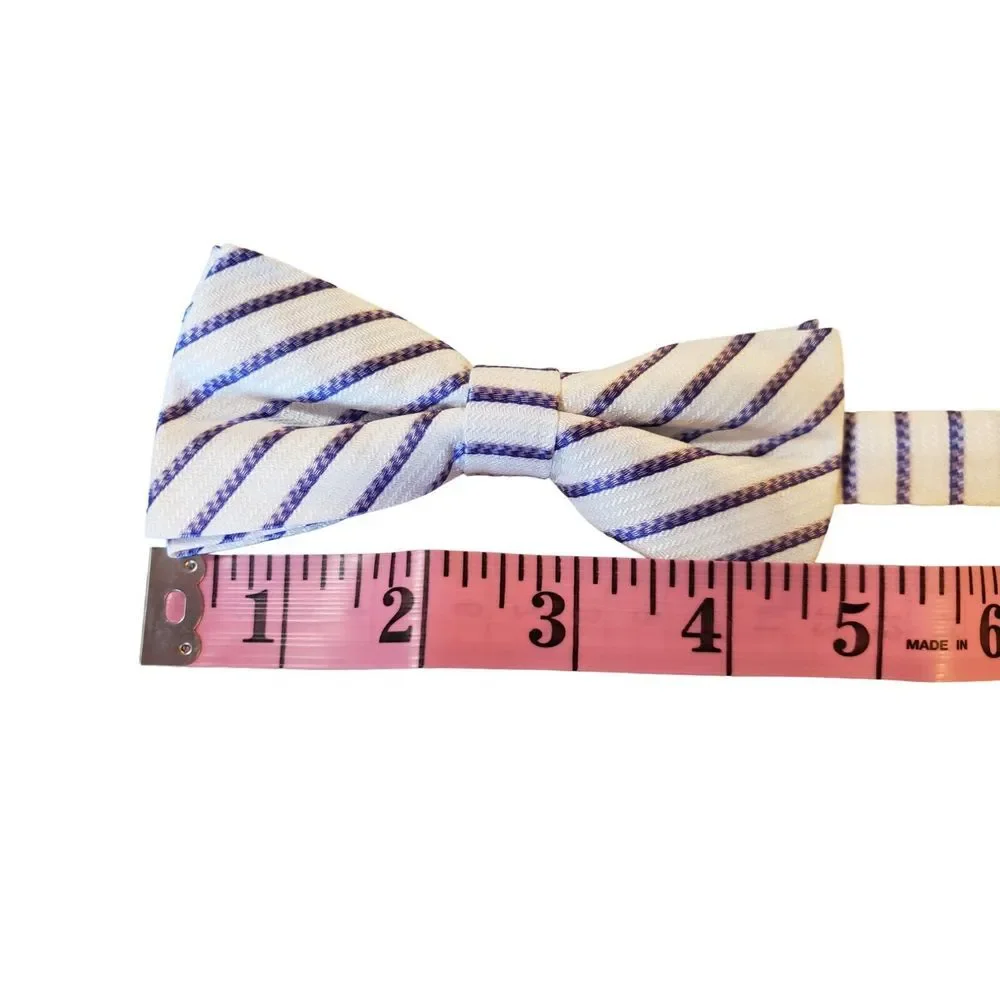 JON VANDYK HOLLAND Mens Bow Tie White Purple New‎ Handmade Sophisticated Preppy